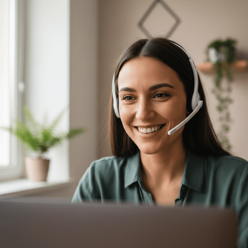 Applicant in video call interview with advisor